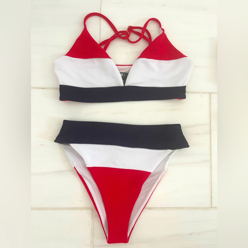Beach riot high waste bikini size large top medium bottom